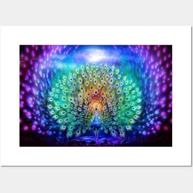 Rainbow Peacock Wall Art by louisdyer